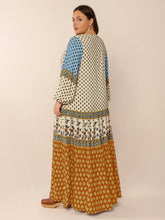 Plus Size Printed V-Neck Balloon Sleeve Maxi Dress OutfitFlow